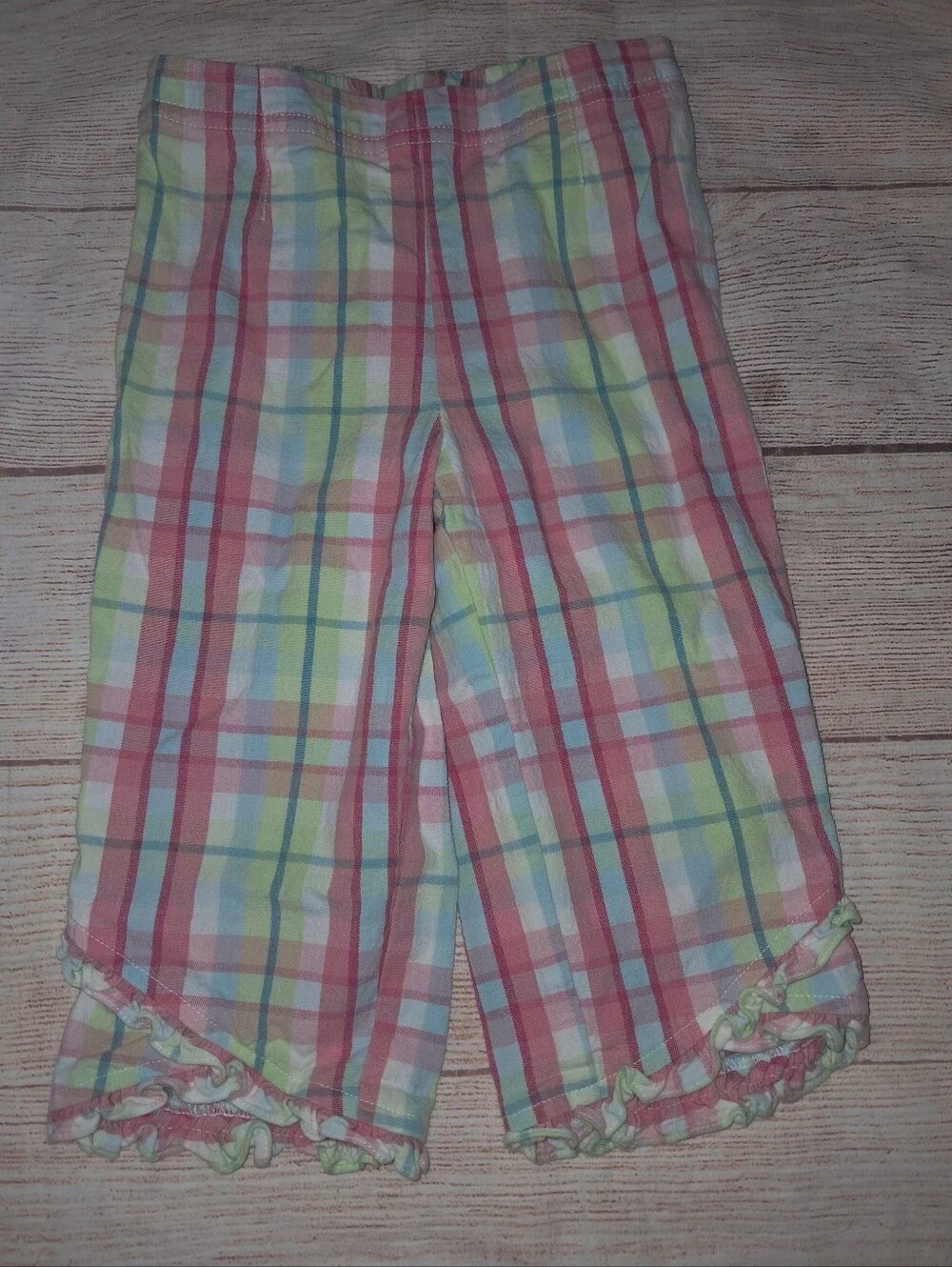 Y2k Gymboree Pink Multi Plaid Ruffle Pants Size 4